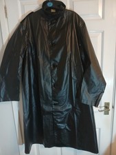 Mens Black PVC Shiny Rare Vintage Mac Long Raincoat Size 48 Large 1960's Fetish
