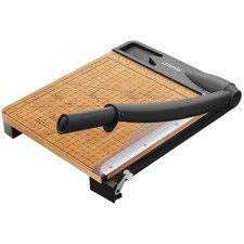 12'' Wood Guillotine Paper Cutter, Heavy Duty Wood Base Paper Trimmer with 16...