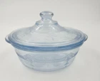 Vintage Fire King Sapphire Blue Philbe Individual Casserole w Knob Handle Lid
