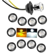 Dual Color 10Pcs 3/4" Round Amber to White LED Trailer Marker Amber-White