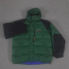 VINTAGE Nautica Jacket Mens Medium Green Competition Duck Down Hooded 90s