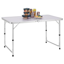 Tavolo Campeggio Picnic Pieghevole in Alluminio Altezza Regolabile 60 x 120 cm