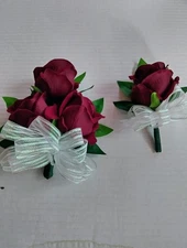 Hand Made pin on Corsage and boutonniere Set