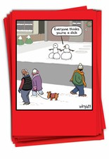 12 Funny Greeting Cards Set 5"x7" w/ Envelopes 1 Design, 12 Each Dick Snowman