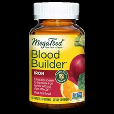MegaFood Blood Builder 60 Tabs - Energy, Iron, Vitamins C, B12, Folic Acid