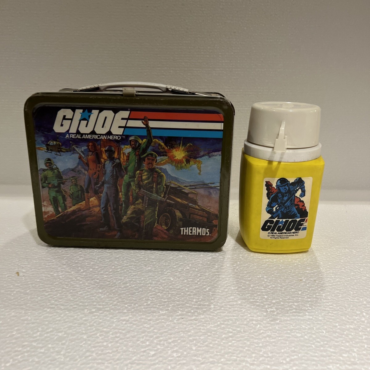 Vintage GI JOE Real American Hero 1982 Metal Lunchbox & Thermos