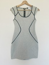 Express Sz 0 Gray Bodycon Sheath Dress Contrast Seaming Cap Sleeve Back Zip