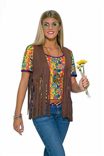 Hippie Vest - Brown - Polyester - Costume - Women - Chest Size 42-46 - Picture 1 of 1