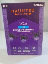 Haunted Living LED 10 ct 2.5" Purple Spider Halloween Light String Battery Timer
