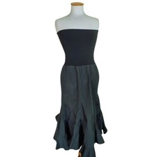 Vestito donna elegante senza spalline, senza maniche, abito longuette 2 in 1 