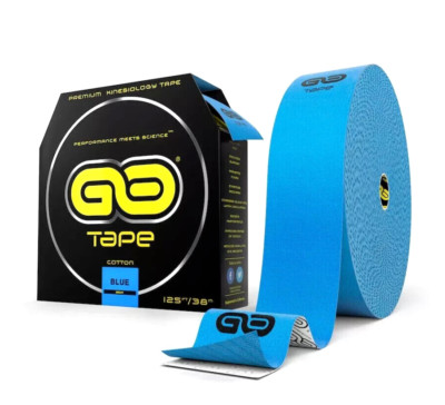 GO TAPE Premium Kinesiology Tape ~ Uncut ~ 2 in x 125 ft (Bulk) ~ Blue