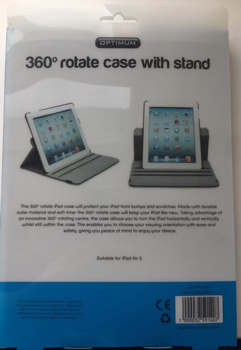 Optimum - 360° Rotate Case - For iPad Air 2 - Black - Brand New 0AZ - Picture 2 of 2