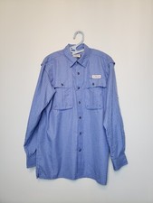 Magellan Relaxed Fit Mens S Shirt Long Sleeve Button Front Blue Fish Gear NWT
