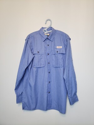 Magellan Relaxed Fit Mens S Shirt Long Sleeve Button Front Blue Fish Gear  NWT