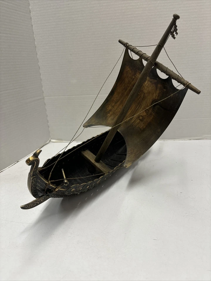 Vtg EDWARD AAGAARD Viking Ship Iron Art  Copenhagen Denmark Metal Danish 16" - Image 2 of 4