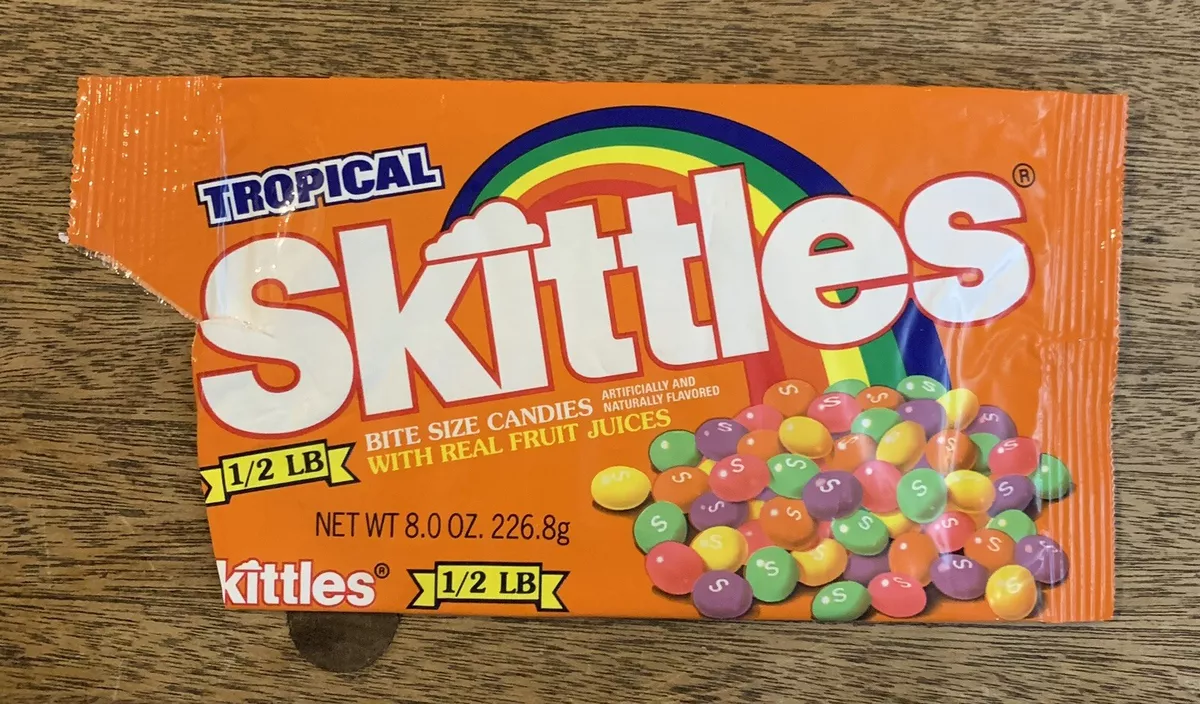 Vtg 90s TROPICAL SKITTLES Candy WRAPPER 1/2 Pound Size | eBay