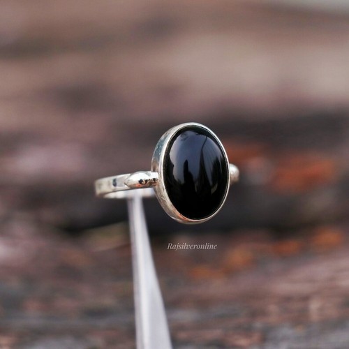 Black Onyx 925 Sterling Silver Woman Handmade Statement Ring All Size SH221 - Picture 8 of 10