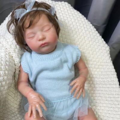 Handmade 20'' Reborn Baby Doll Laura with Rooted Hair 3D Painted Skin Newborn Toy