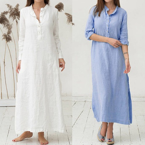 Ladies Stand Collar Long Sleeve Maxi 