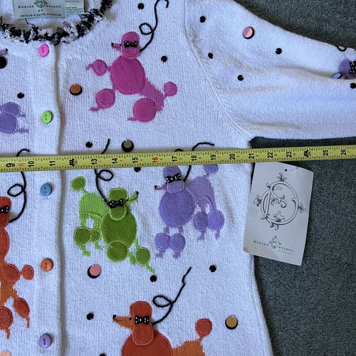 NWT Design Options M L Poodle Dog Sweater Cardigan No Cats back to school - Picture 4 of 8