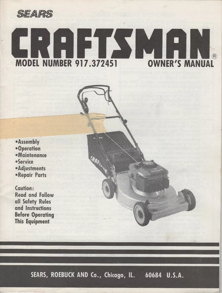Craftsman eager 1 sale manual