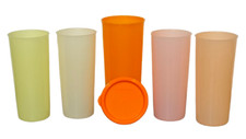 Set of 5 Tupperware Straight Sided Tumblers 16 oz Multicolor
