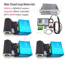3Axis Nema23 3NM Closed Loop Stepper Motor Kit+CNC Controller+DC Power+Handwheel