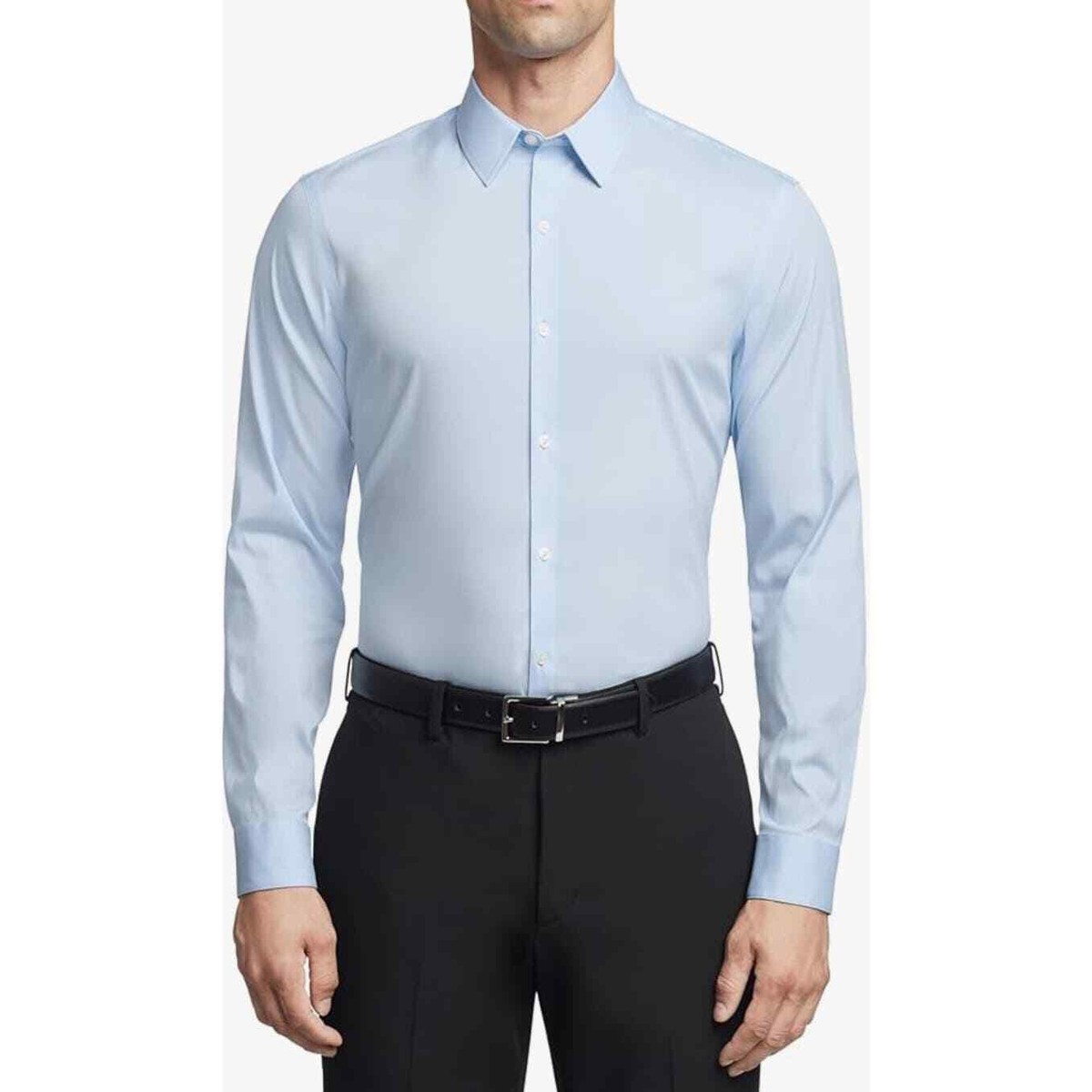 calvin klein men's extra slim fit stretch dress shirt $80 Calvin Klein Mens Extra Slim-Fit Gray Long-Sleeve Stretch Dress Shirt Size L