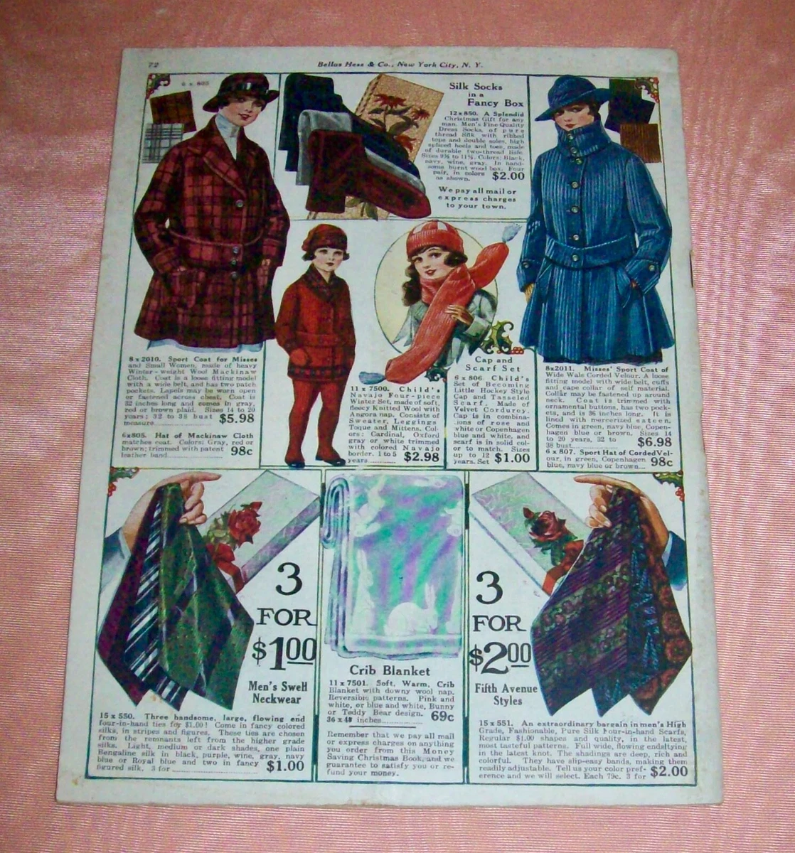 ANTIQUE BELLA HESS & Co. CHRISTMAS GIFT CATALOG with SANTA on