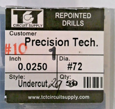TCT REPOINTED DRILLS UNDERCUT 72 0.0250" DIA 0.433" FLUTE LOT OF 27 