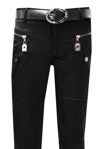 Magen Kids Girl Fashion Dressy Black/White Dance Pants Slim fit W. Belt Sz. 6-12 - Picture 7 of 9