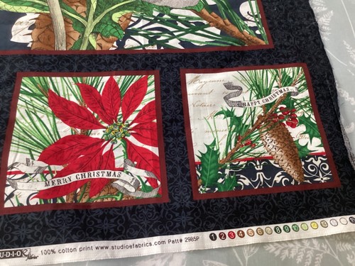 Studio E Joyeux Noel Merry Christmas Owl Panels Cotton Fabric 24” by WOF 43” - Picture 4 of 6