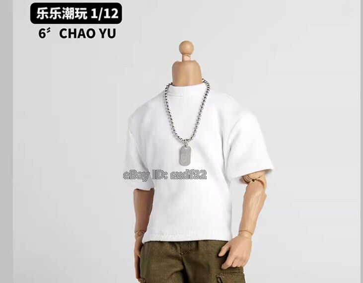 1/12 Male White Short sleeved T-shirt Top Clothes Fit 6'' Action Figure Body Toy