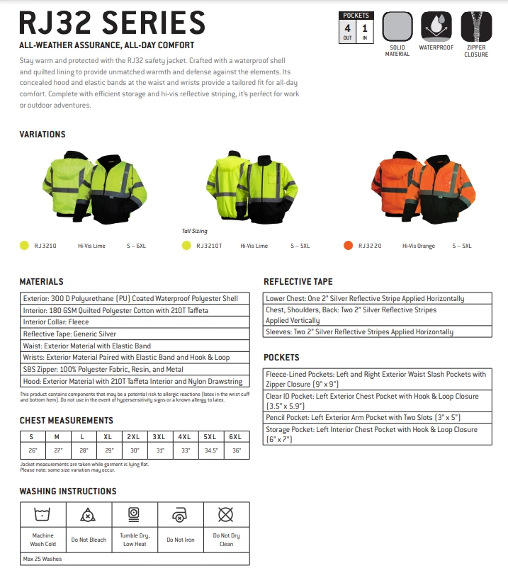 CHAQUETA DE ALTA VISIBILIDAD IMPERMEABLE AISLADA REFLECTANTE TRABAJO EN CARRETERA CONSTRUCCIÓN Foto 3 de 3