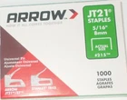Arrow - JT21 T27 Staples 8mm (5/16in) Box 1000 new
