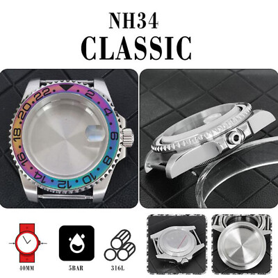Watch Case Water Ghost Tense Bottom Case Bezel Sapphire Glass for NH34 Movement