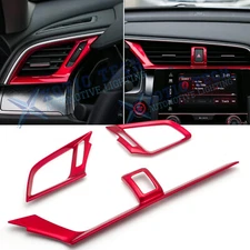 For Honda Civic 2016-2021 ABS Red Interior Dashboard Air Vent Outlet Cover Trim