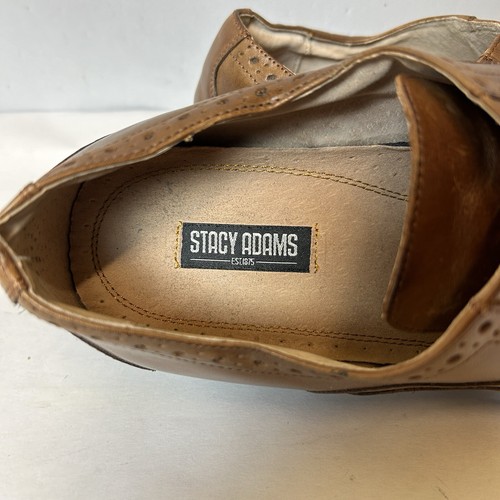 Zapatos de vestir Stacy Adams para hombre 11 marrón Oxford cuero equilibrio hechos por el hombre - Imagen 13 de 15