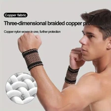 2 pair Compression Wrist Sleeve - Copper Infused Wrist Support for Men &Women--