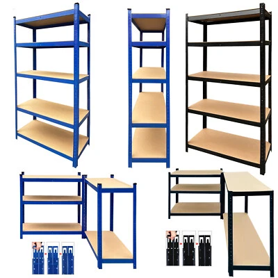 DAYPLUS® 5 Tier Heavy Duty Metal MDF Garage Shelving Unit Storage Shelves Boltless Shelf