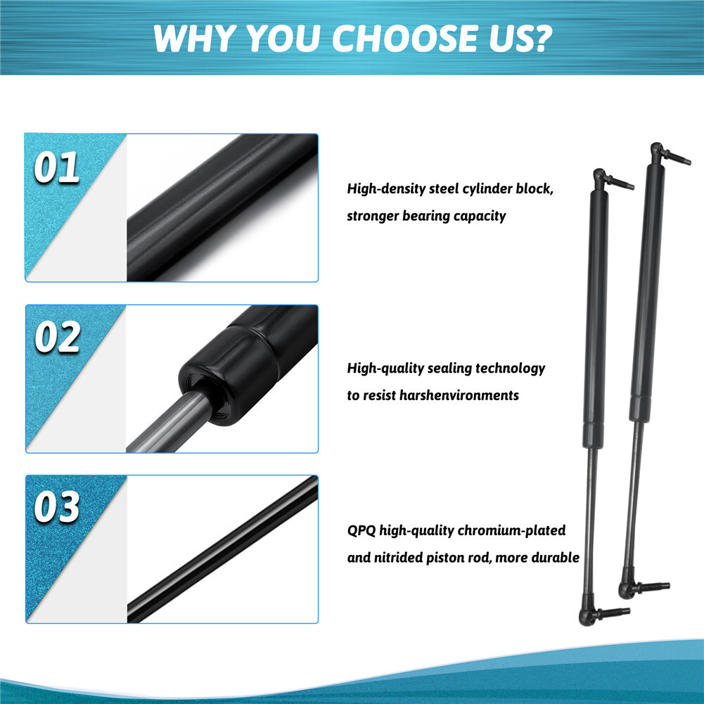 2PCS Rear Gas Struts For Jeep Grand Cherokee – Liftgate Shocks, Steel, Primed Finish, Hands-Free