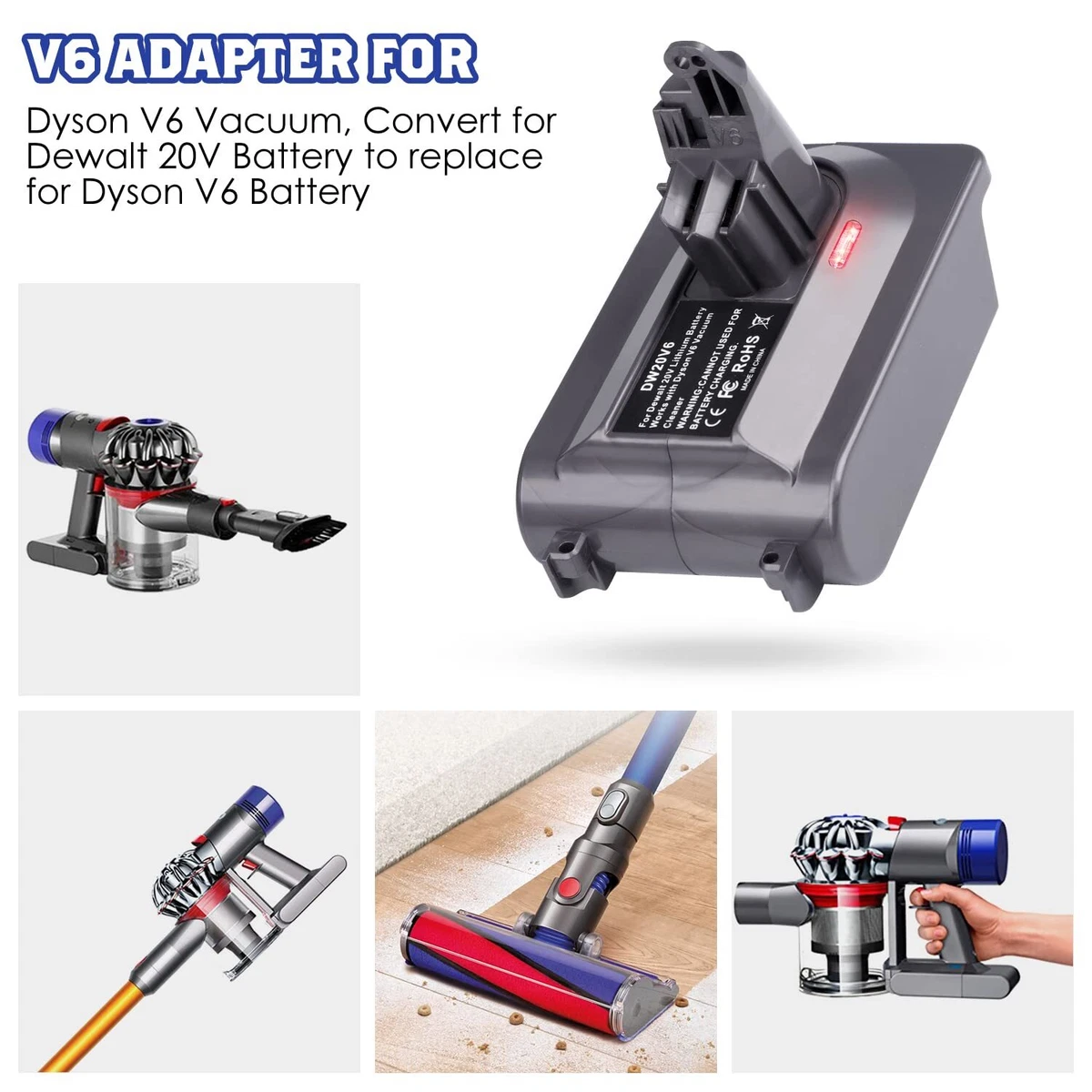 3 in 1 Adapter for Makita LXT Battery Convert to Dyson V6 V7 V8 Series Battery