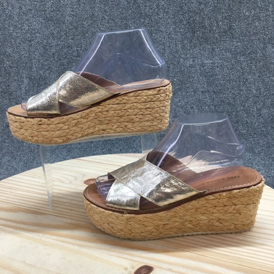 Sandalias Zara Mujer 38 Alpargata Plateadas Sin Cordones Informales Punta Abierta Tacones de Cuña Foto 2 de 4