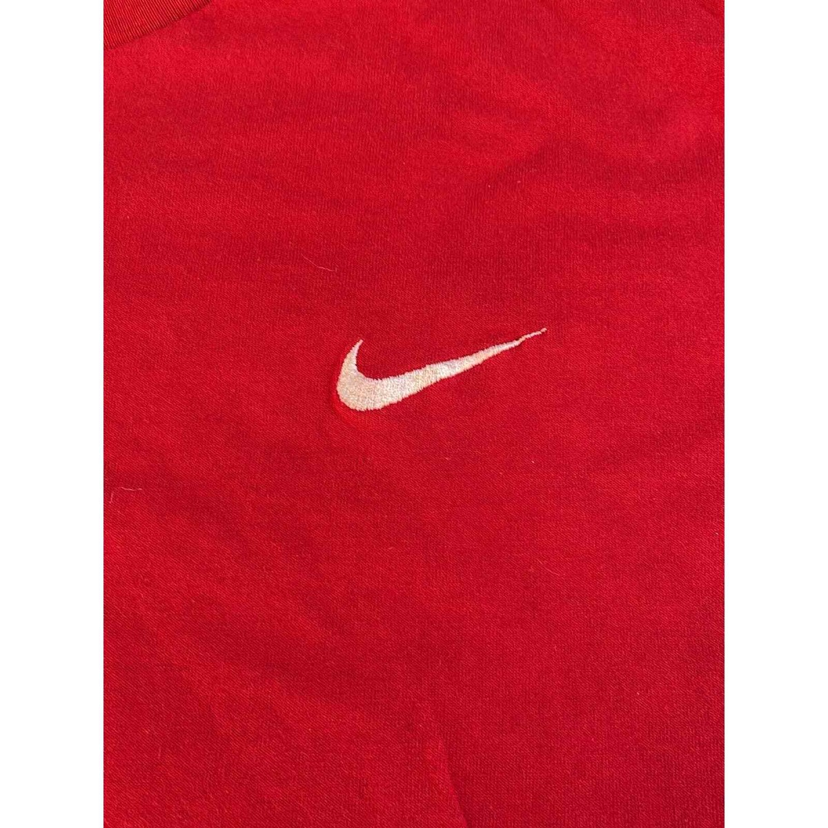 Vintage Nike White Tag Embroidered Swoosh Made In USA Red T-Shirt