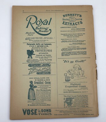 Vintage January 1893 Good Housekeeping Magazine Early Advertising