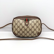 GUCCI GG Supreme Italy Vintage Sherry Line PVC Mini Shoulder Bag Crossbody Used