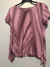Simply Vera Vera Wang Shirt Womens Medium Purple Asymmetrical Hem Abstract Top