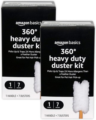 Amazon Basics 360 Heavy Duty Duster Kit, 7 Dusters and 1 Handle (Pack White 