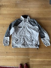 Columbia Large Packable Full Zip Rain jacket Windbreaker Vintage Light Gray