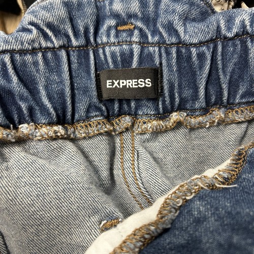 Express Denim Shorts Womens 8 Blue Midi Super High Rise Paperbag - Picture 3 of 10